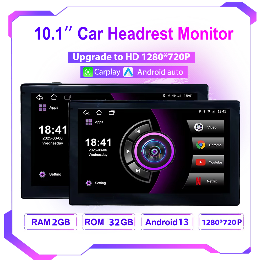 Car Multimedia Player Carplay Android Auto - Monitor per Poggiatesta Auto Incell da