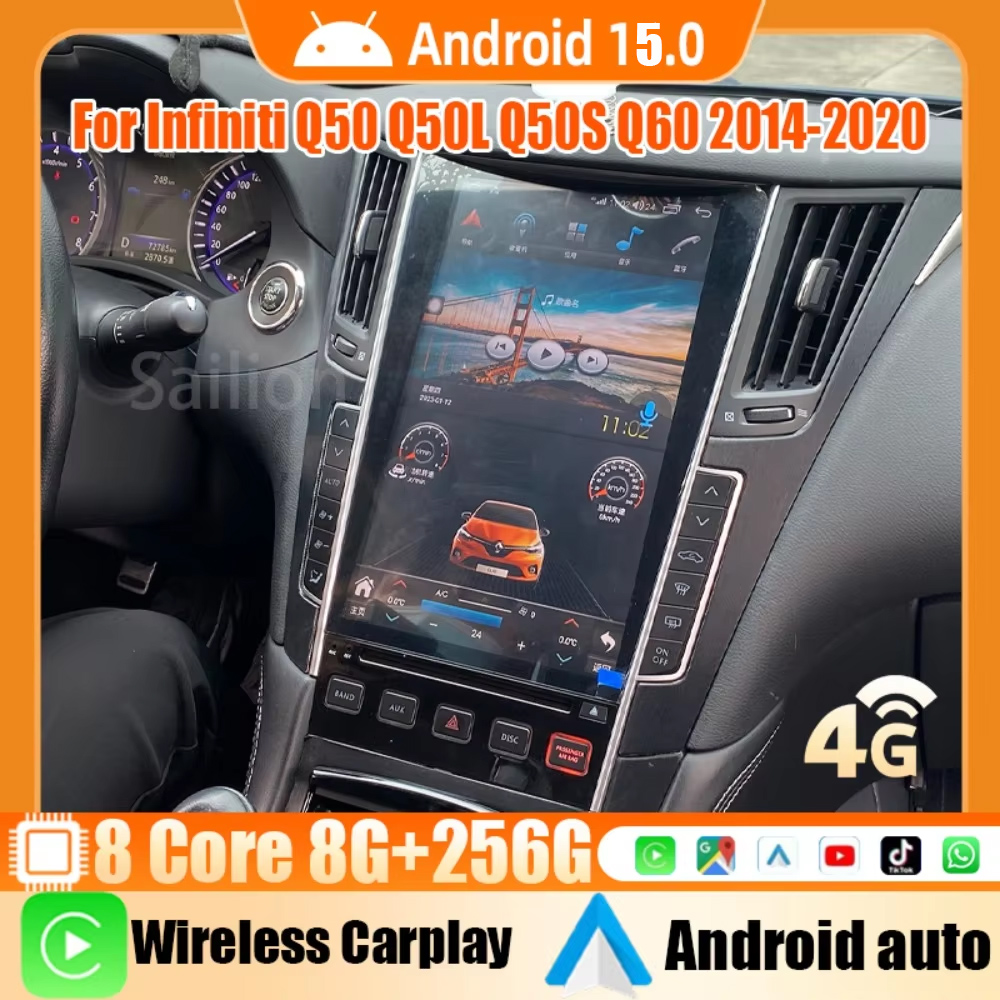 Car Dvd Player Bluetooth Steering Wheel - Android15 Autoradio Per Infiniti Q50 Q50L