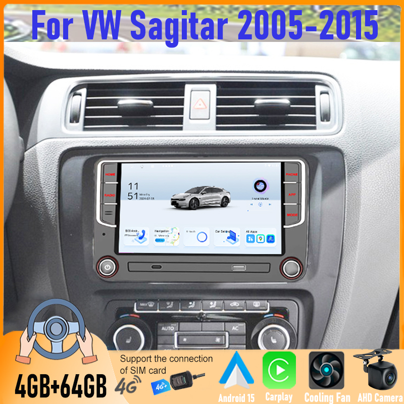 Android Head Unit 6Gb 128Gb - Autoradio Android 7'' per VW Sagitar