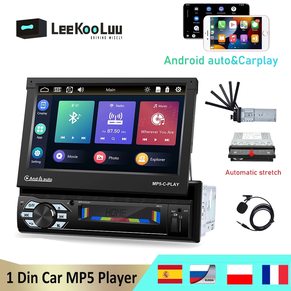 Car Radio 1 Din Flip Out Screen - LeeKooLuu Car Stereo 1 Din Auto