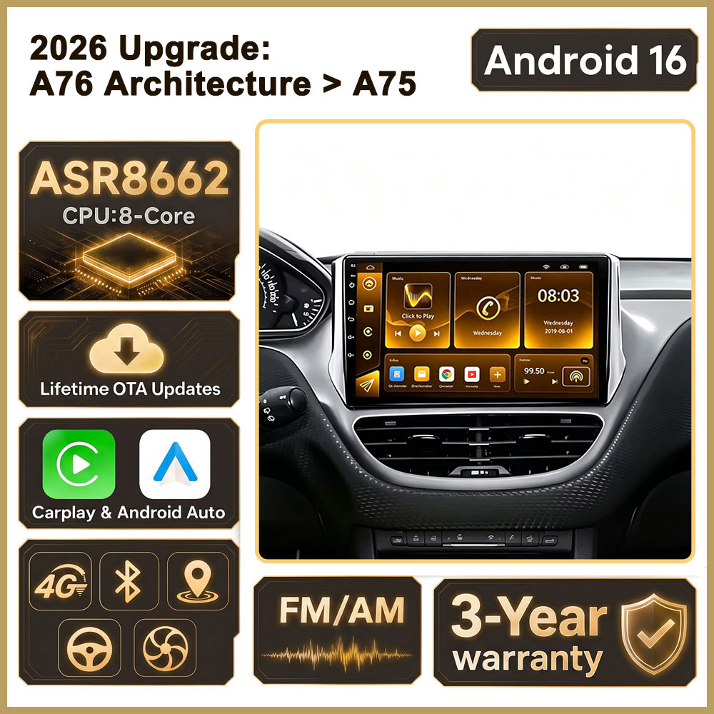 Car Radio Gps Navigation 10 Inch - Cortex-A76 Octa-Core Android 16 per Peugeot