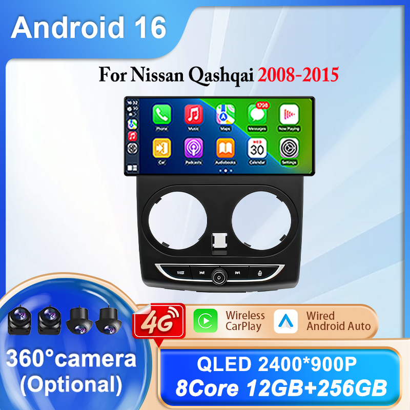 Android Auto Head Unit 12.3 Inch - Autoradio Android 16 per Nissan Qashqai