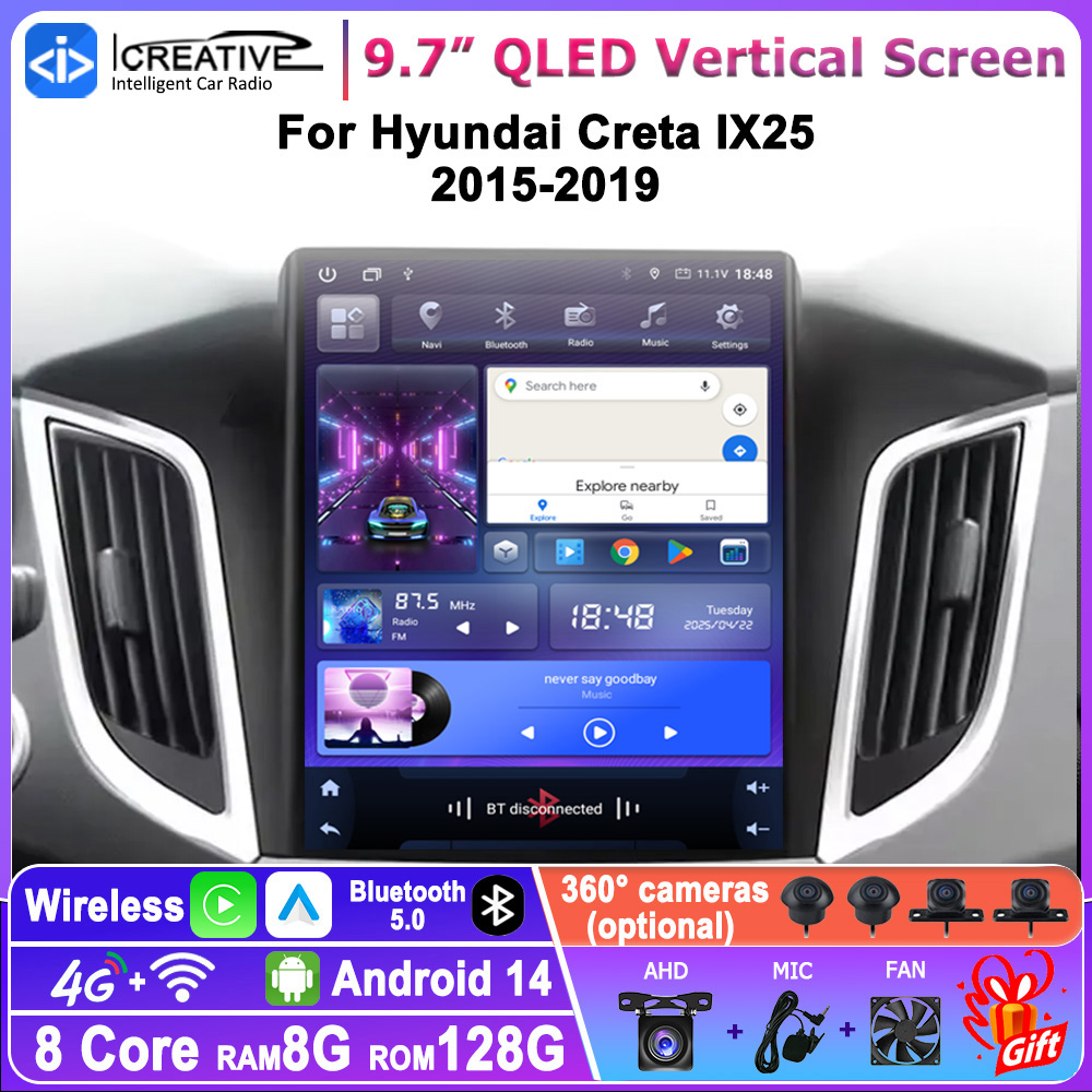 Tesla Style Screen Car Radio - Autoradio Android 14 da 9.7 pollici