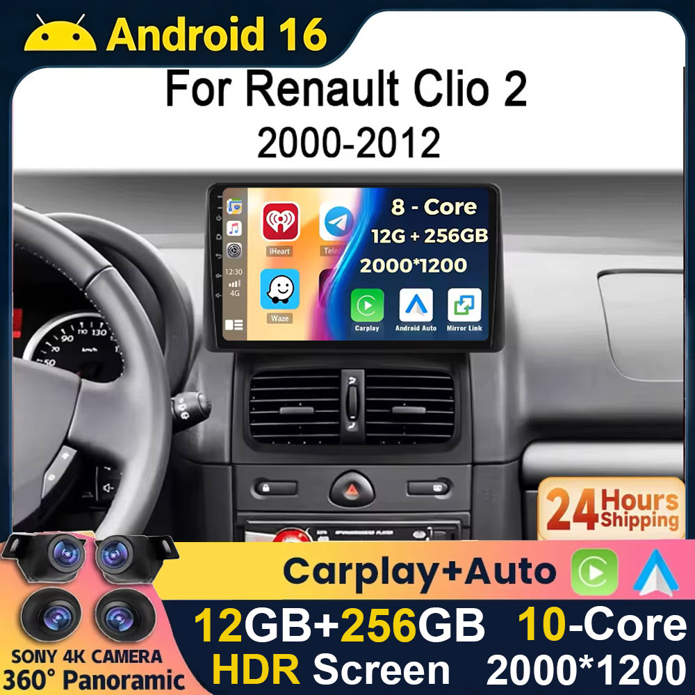 Android Car Stereo 2 Din 8 Core - Android 16 2K QLED per Renault
